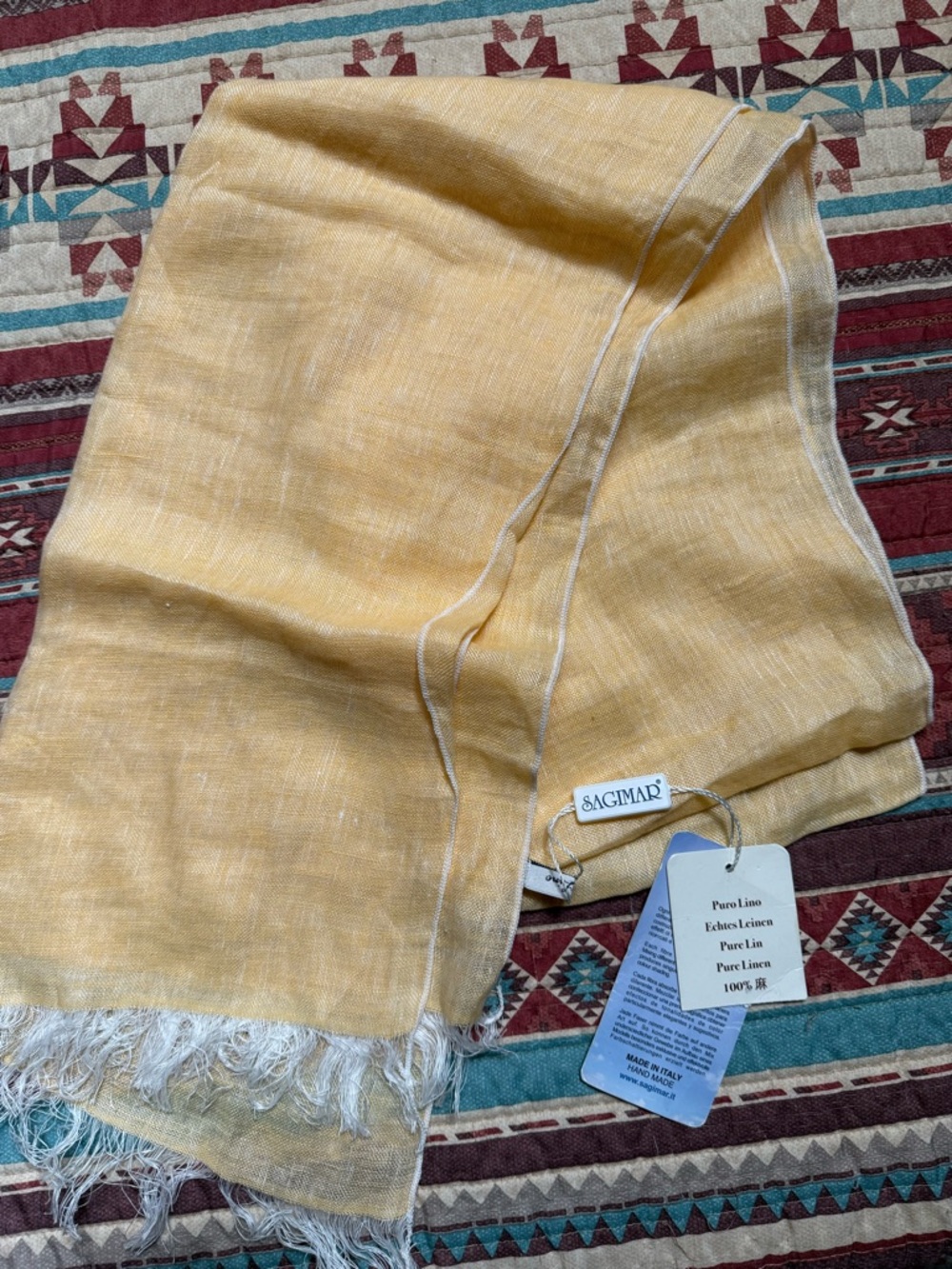 NWT Sagimar Yellow Linen Scarf